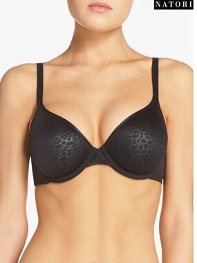 NATORI NWT ELEMENT FULL FIT MEMORY FOAM CONTOUR UNDERWIRE BLACK BRA. SIZE 32B